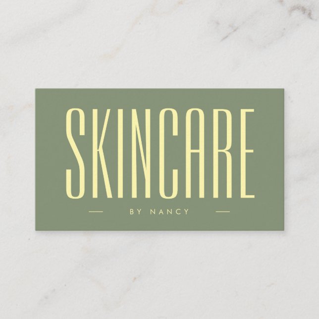 Skincare Minimalist Sage Green  Business Card (Front)
