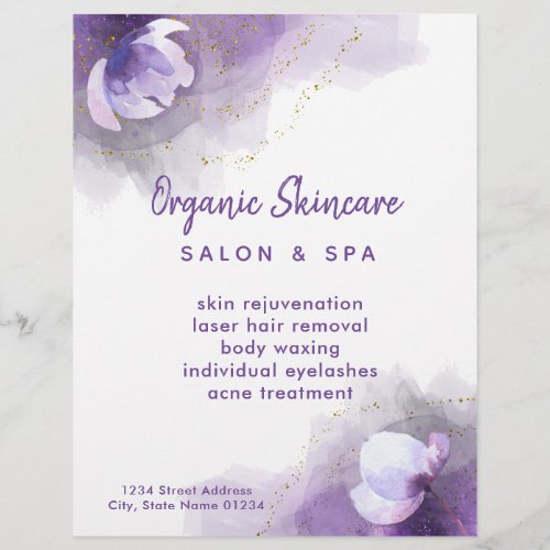 skincare purple watercolor flyer