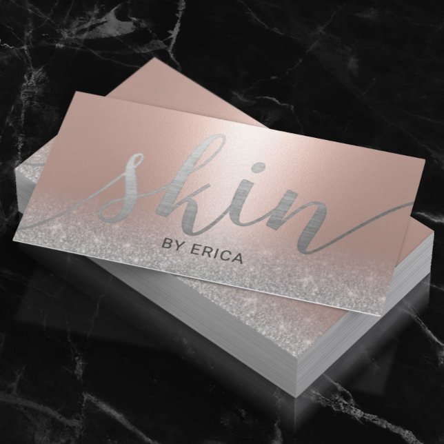 Skincare Salon Spa Esthetician Blush Rose Gold Business Card