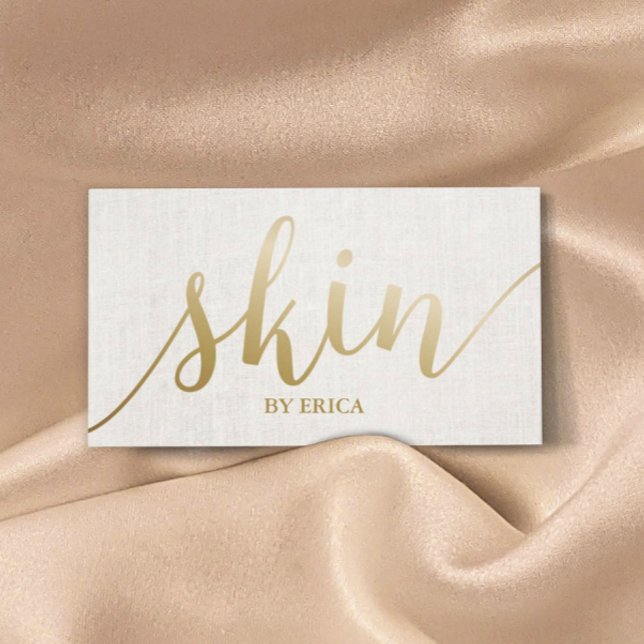 Skincare Salon Spa Esthetician Elegant Gold Script Business Card (Creator Uploaded)