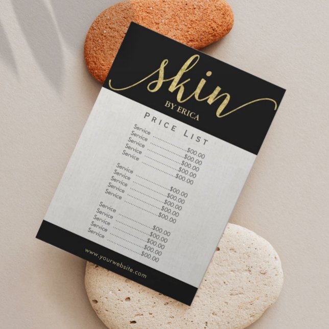 Skincare Salon Spa Esthetician Elegant Price List (Creator Uploaded)