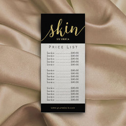 Skincare Salon Spa Esthetician Elegant Price List Rack Card