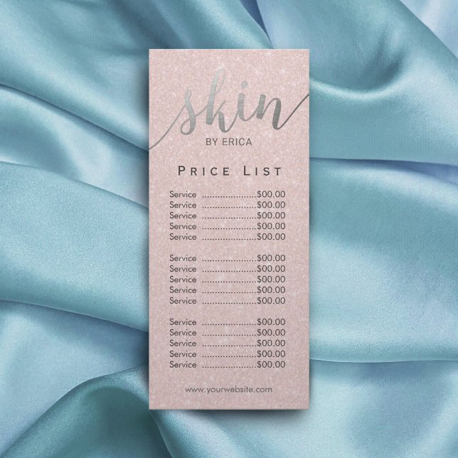 Skincare Salon Spa Esthetician Elegant Price List Rack Card (Creator Uploaded)