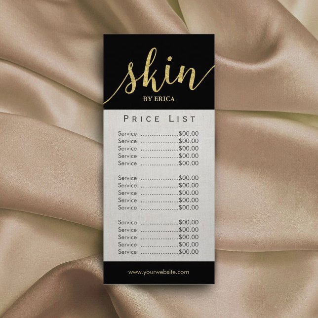 Skincare Salon Spa Esthetician Elegant Price List Rack Card (Creator Uploaded)
