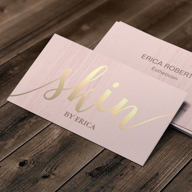 Skincare Salon Spa Esthetician Gold Typography Business Card (Creator Uploaded)