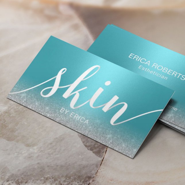 Skincare Salon Spa Esthetician Modern Turquoise Business Card (Creator Uploaded)