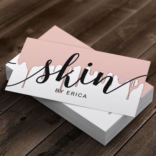 Skincare Salon Spa Esthetician Rose Gold Drips Business Card