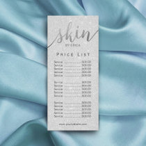 Skincare Salon Spa Esthetician Silver Price List Rack Card
