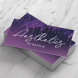 Skincare Spa Esthetician Elegant Purple Aesthetics Business Card