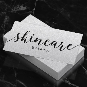 Skincare Typography Elegant Esthetician Silver Business Card