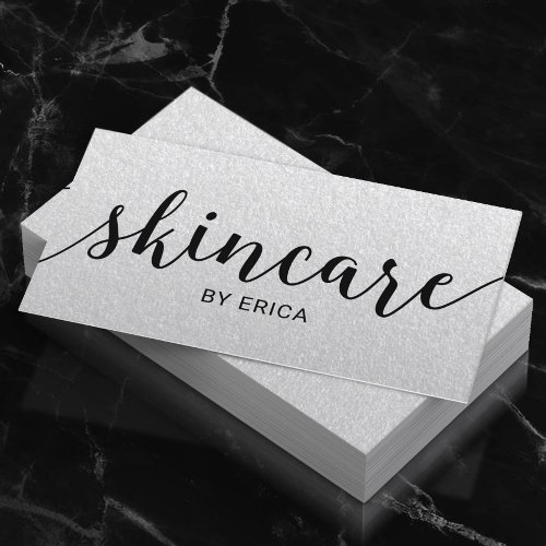 Skincare Typography Elegant Esthetician Silver Business Card