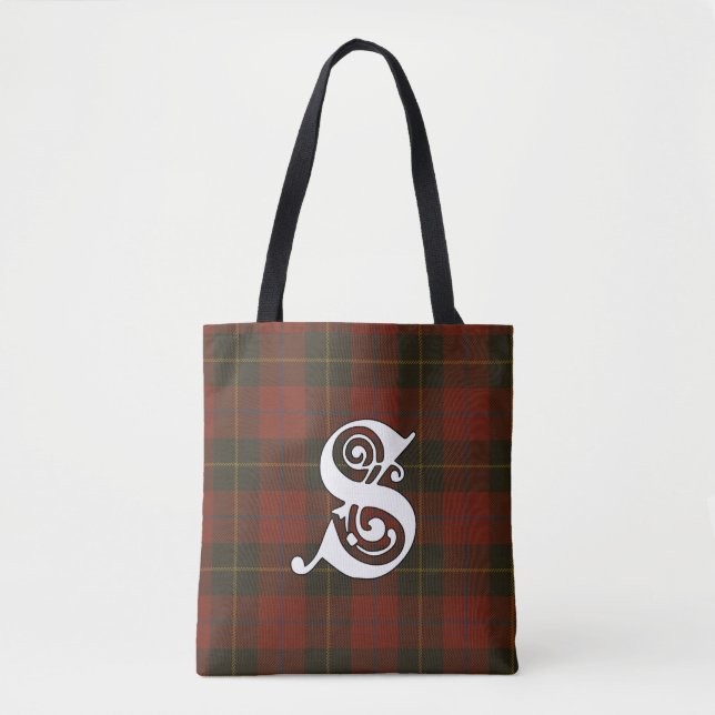 Skinner Clan Tartan Monogram Tote Bag (Front)