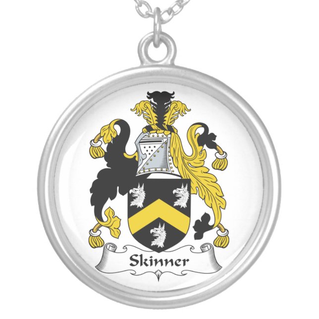 Skinner Family Crest Silver Plated Necklace (Front)