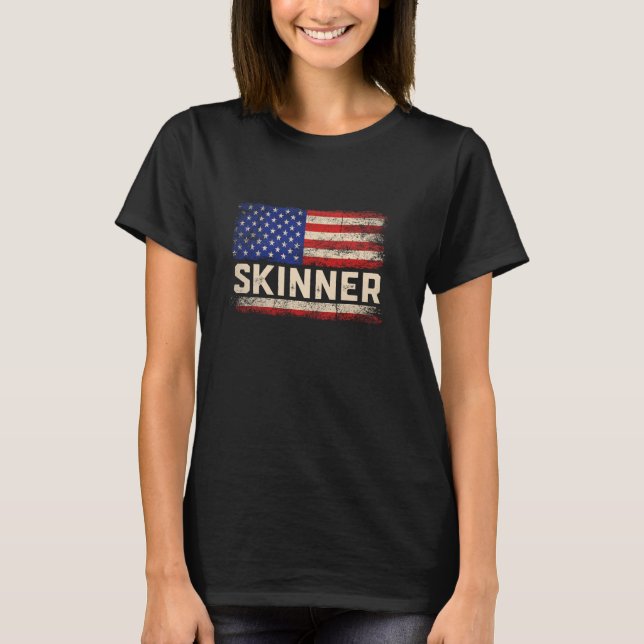 SKINNER Last Name Shirt SKINNER Name American Flag (Front)
