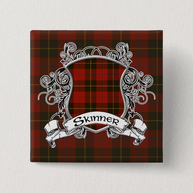 Skinner Tartan Shield Pinback Button (Front)