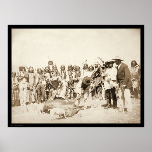 Skinning Cattle at Pine Ridge Reservation SD 1887 Poster