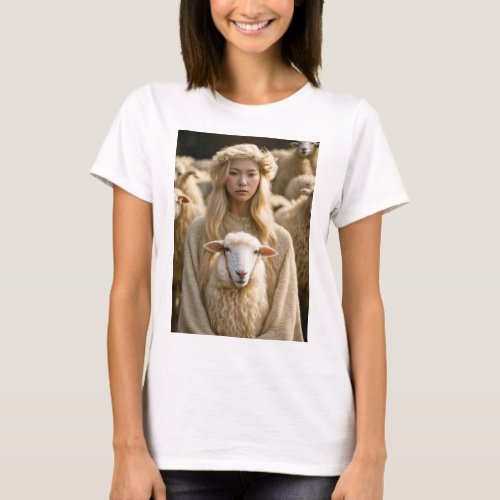Skinny albino model from china with wensleydale sh T_Shirt