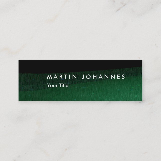Skinny black green professional business card (Front)