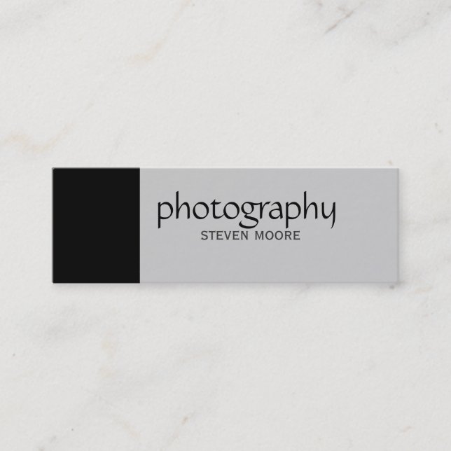 Skinny Black Grey Photography Business Card (Front)