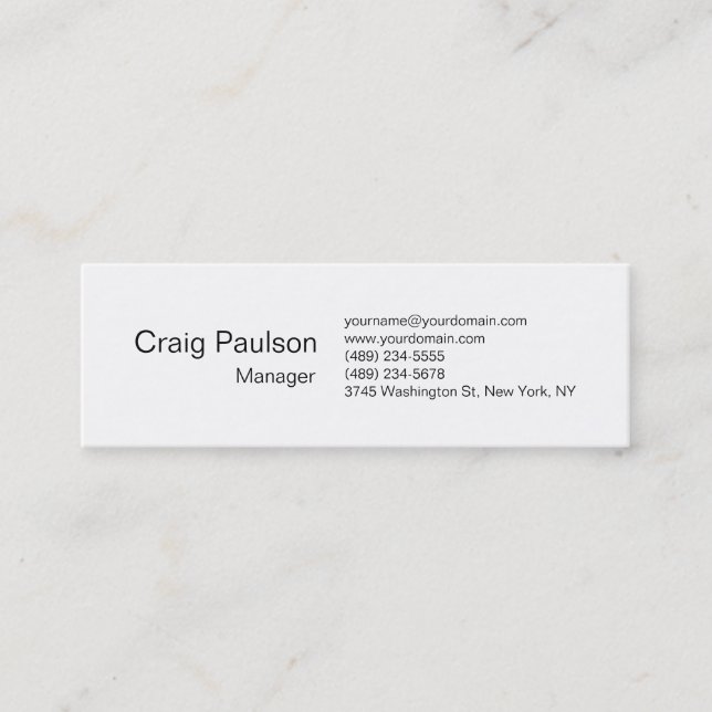 Skinny Black White Attractive Business Card (Front)