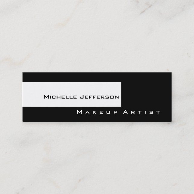 Skinny Black White Makeup Artist Business Card (Front)