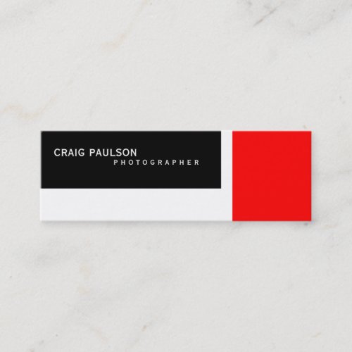 Skinny Black White Red Photography Business Card