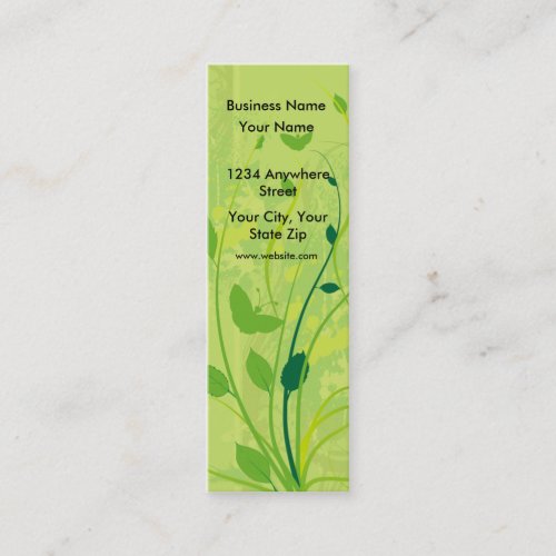 Skinny Business Card Green Butterfly Floral