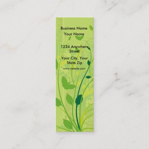 Customizable Skinny Business Card Green Butterfly Floral