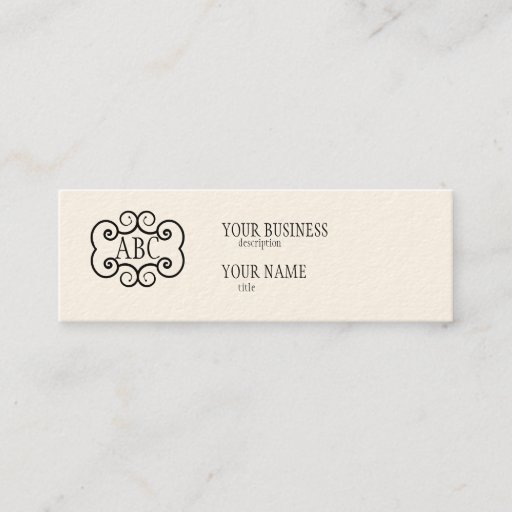 Customizable Skinny Business Card Std Paper Cream Monogram