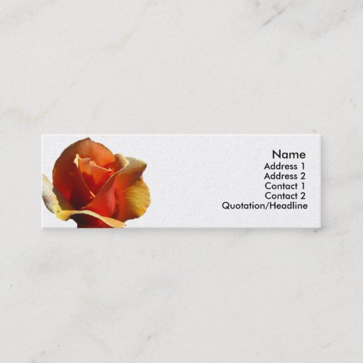 Customizable Skinny Card - Orange Rose Business Card Templates