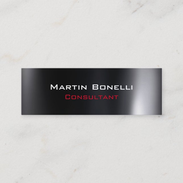 Skinny Dark Grey Unique Professional Mini Business Card (Front)