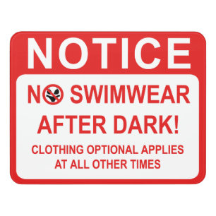 Skinny Dipping Notice Door Sign