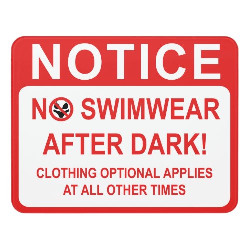 Skinny Dipping Notice Door Sign