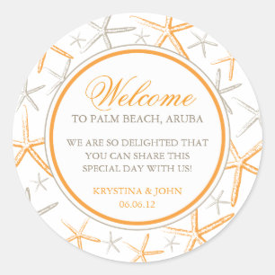 Skinny Finger Starfish Wedding Welcome Classic Round Sticker
