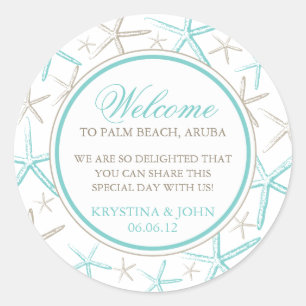 Skinny Finger Starfish Wedding Welcome Classic Round Sticker