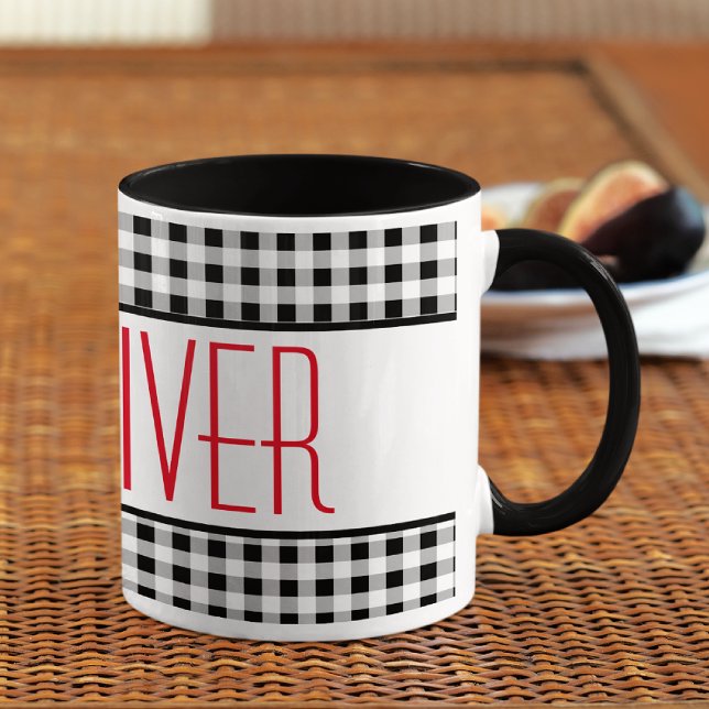 Skinny Font Name Buffalo Check 11oz Combo Coffee Mug (Creator Uploaded)