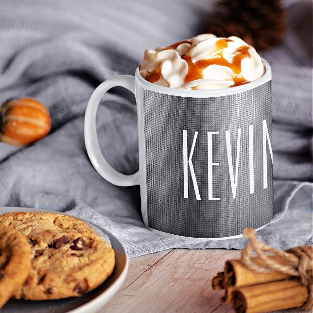 Skinny Font Name, Textured Metal 11oz or 15oz Coffee Mug (Creator Uploaded)