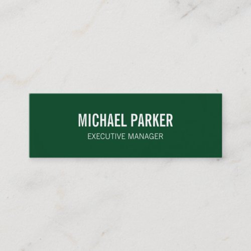 Skinny Forest Green Bold Text Stylish Professional Mini Business Card