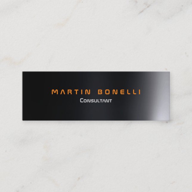 Skinny Futuristic Dark Grey Plain Mini Business Card (Front)