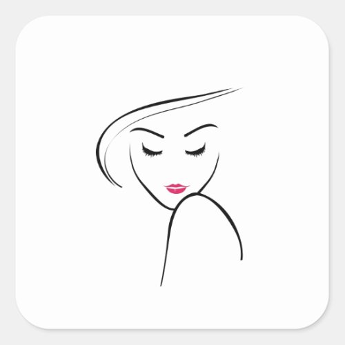 skinny girl in pink lipstick square sticker