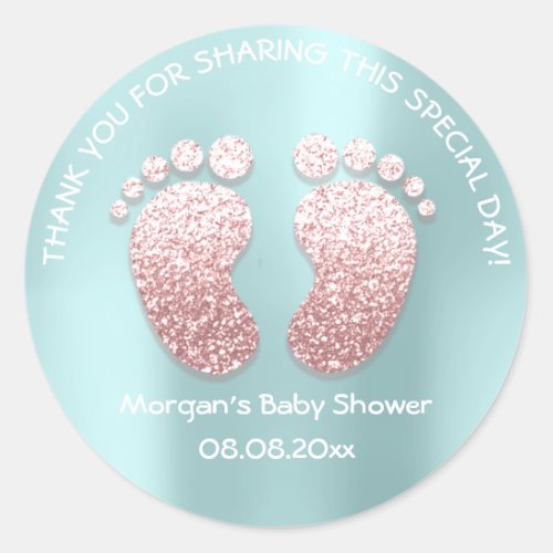 Skinny Glitter Feet Baby Shower Favor Thank You Classic Round Sticker