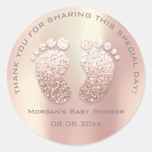 Skinny Glitter Feet Baby Shower Favor Thank You Classic Round Sticker
