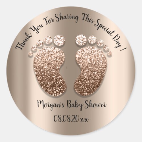 Skinny Glitter Feet Baby Shower Favor Thank You Classic Round Sticker