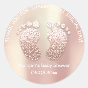Skinny Glitter Feet Baby Shower Favor Thank You Classic Round Sticker