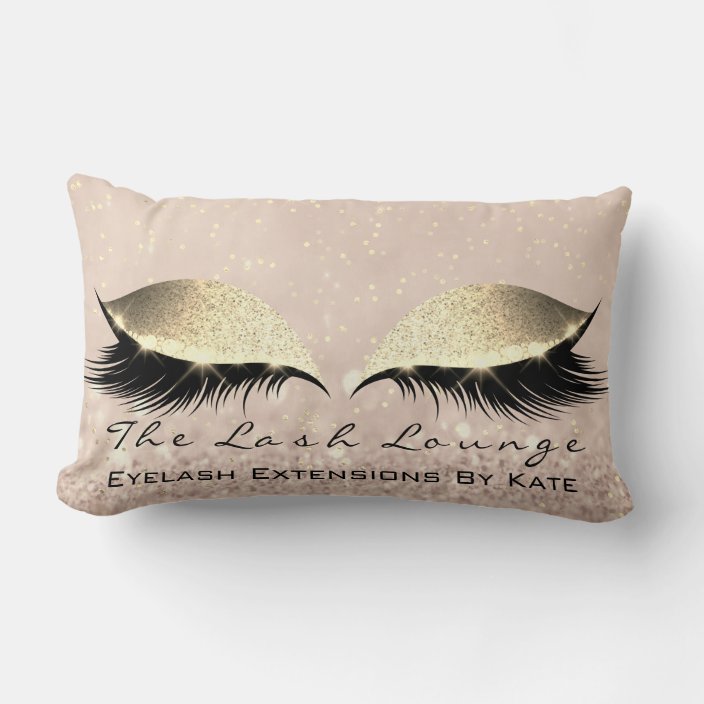 Skinny Gold Glitter Makeup Artist Eye Lash Beauty Lumbar Pillow Zazzle