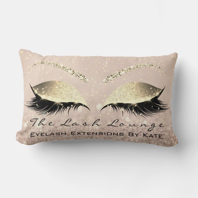 Skinny Gold Glitter Pink Makeup Eyes Lashes Beauty Lumbar Pillow (Front)