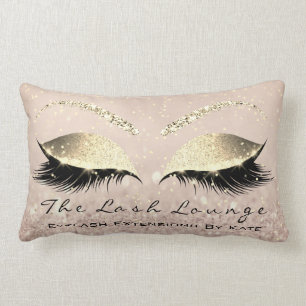 Skinny Gold Glitter Pink Makeup Eyes Lashes Beauty Lumbar Pillow