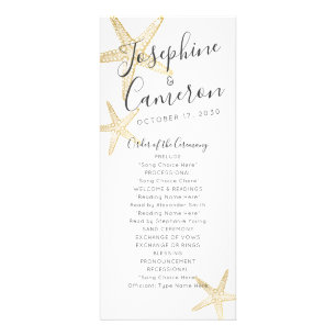 Skinny Gold Starfish Wedding Program