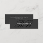 Skinny Gray Black White Monogram Business Card (Front/Back)