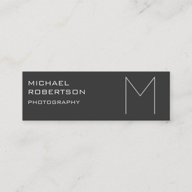 Skinny Gray Monogram Photographer Business Card (Front)